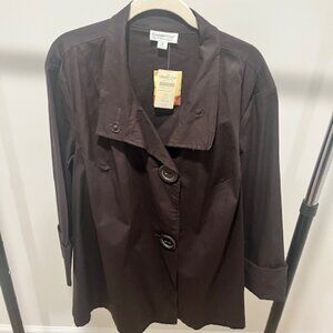 Dark Brown Structured Button-Up Jacket
